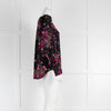 Kate Spade Black Pink Floral Long Sleeve Top