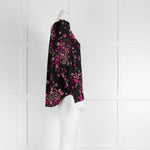 Kate Spade Black Pink Floral Long Sleeve Top