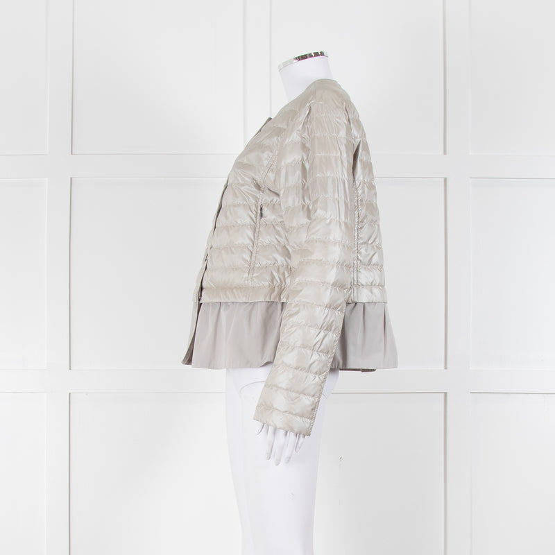 Diego M Cream Quilted Short Jacket With Peplum Hem