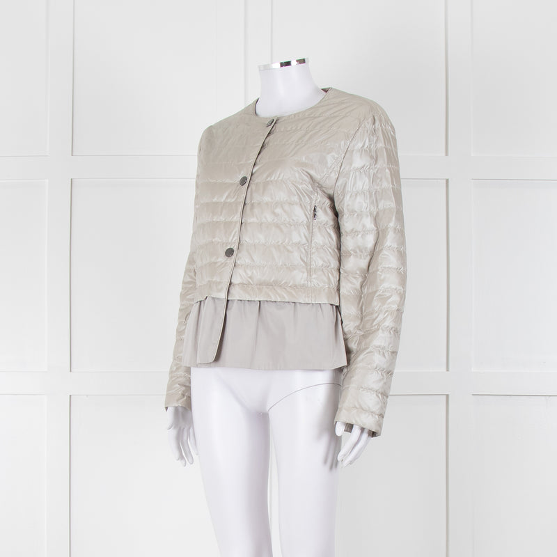 Diego M Cream Quilted Short Jacket With Peplum Hem