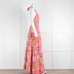 Emporio Sirenuse Pink Yellow Blue Cotton Backless Maxi Dress