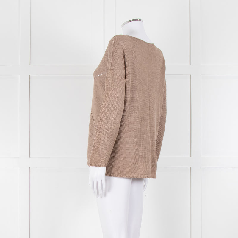 Le Tricot Perugia Brown Long Sleeve Sequin Jumper