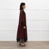 Me + Em Burgundy Lace And Silk Midi Dress