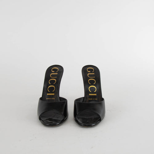 Gucci Black Patent Scarlet Mules