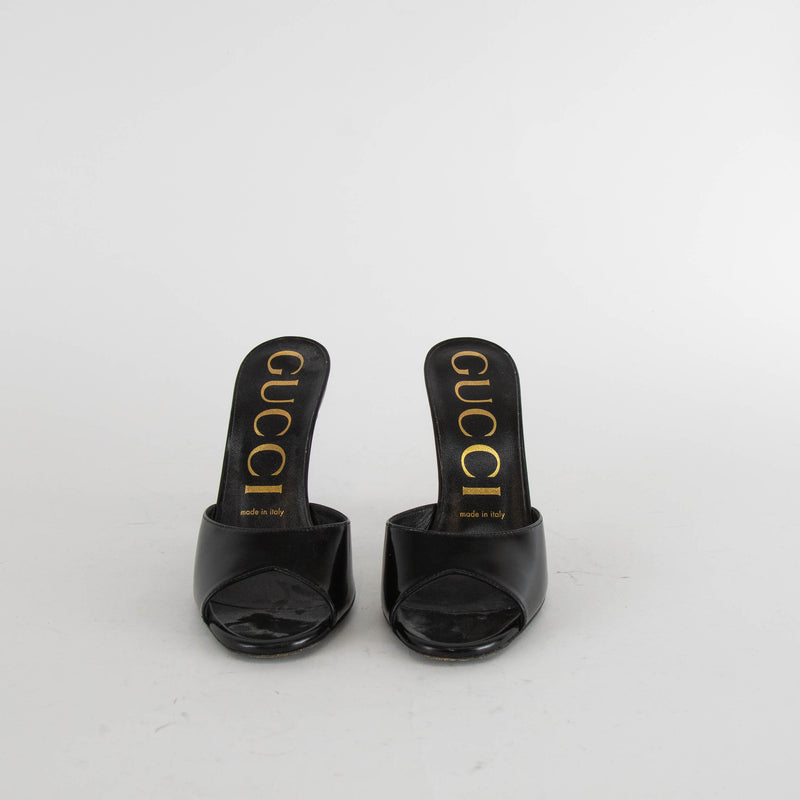 Gucci Black Patent Scarlet Mules