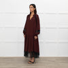 Me + Em Burgundy Lace And Silk Midi Dress