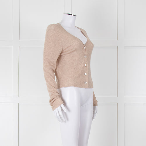 Bella Dahl Beige Fine Knit V Neck Cardigan