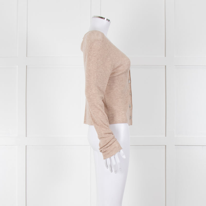 Bella Dahl Beige Fine Knit V Neck Cardigan