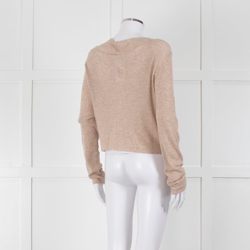 Bella Dahl Beige Fine Knit V Neck Cardigan