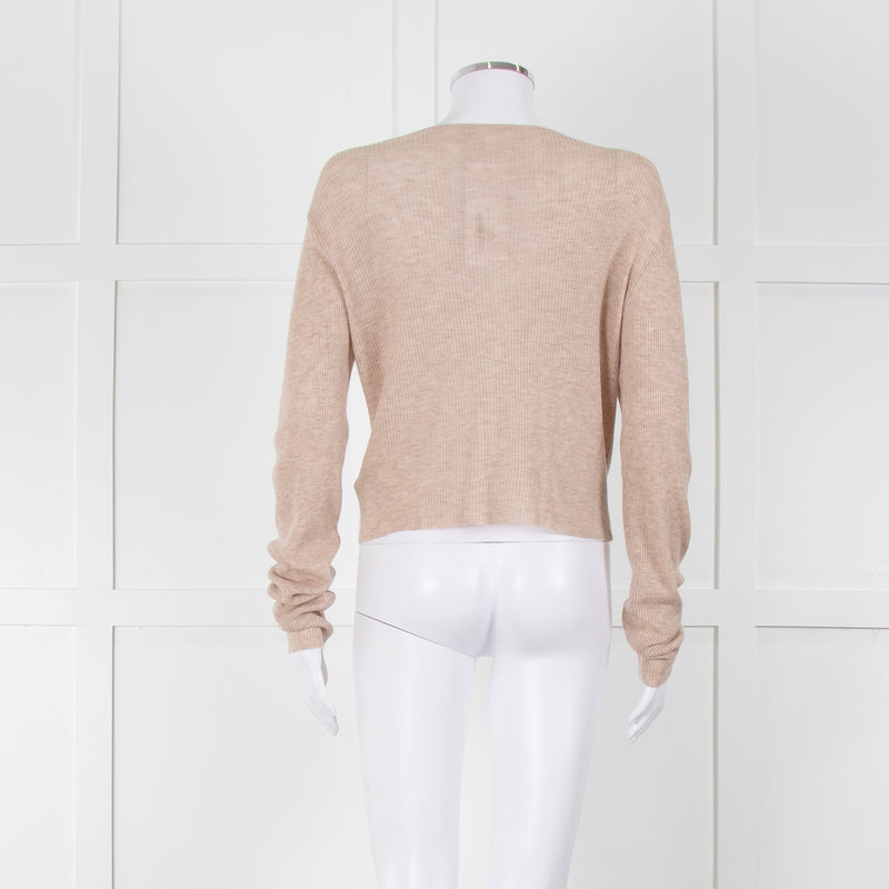Bella Dahl Beige Fine Knit V Neck Cardigan