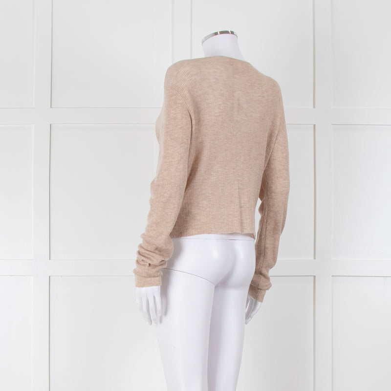 Bella Dahl Beige Fine Knit V Neck Cardigan