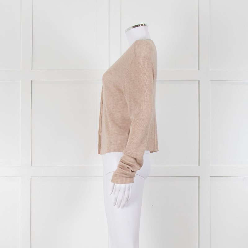 Bella Dahl Beige Fine Knit V Neck Cardigan