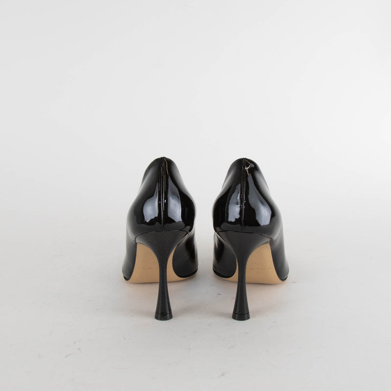 Nokwol Black Patent Pointed Toe Crystal Stilettos