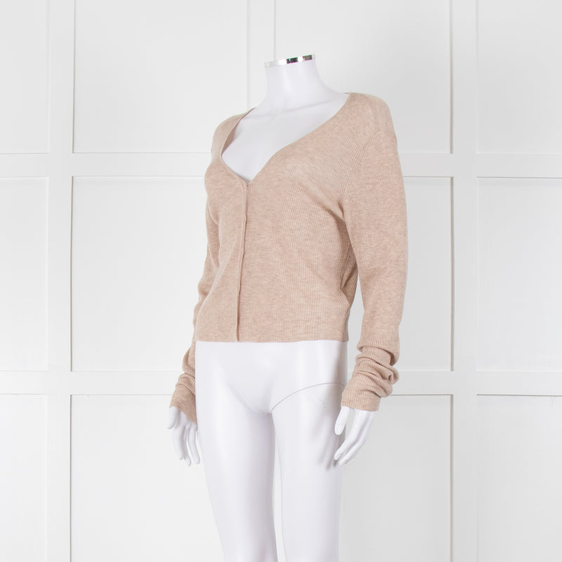 Bella Dahl Beige Fine Knit V Neck Cardigan