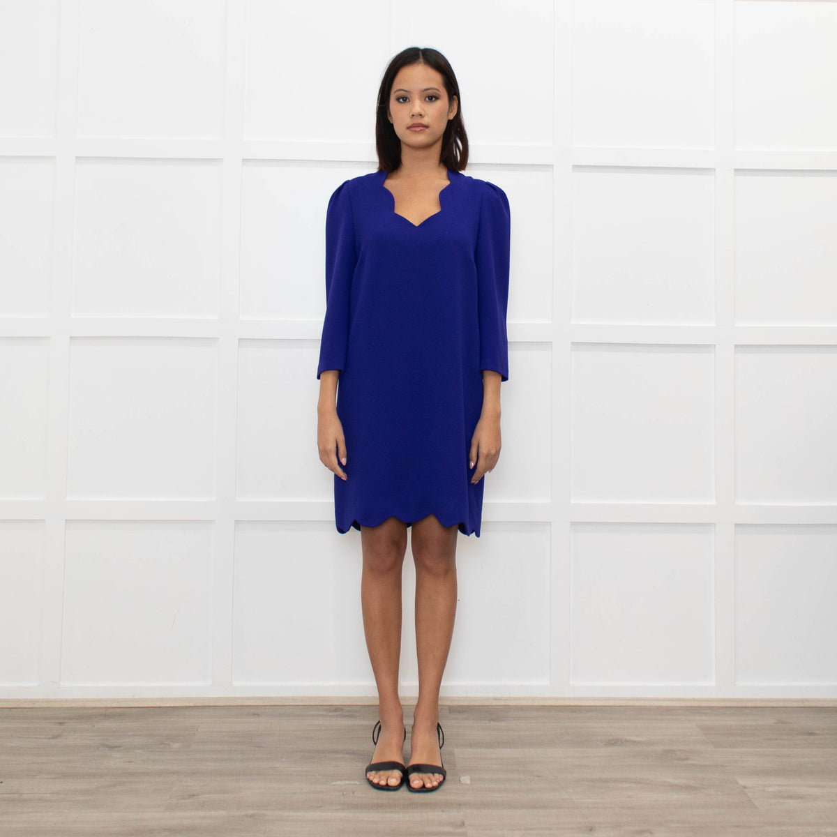 Claudie Pierlot Blue Shift Dress With 3/4 Sleeves
