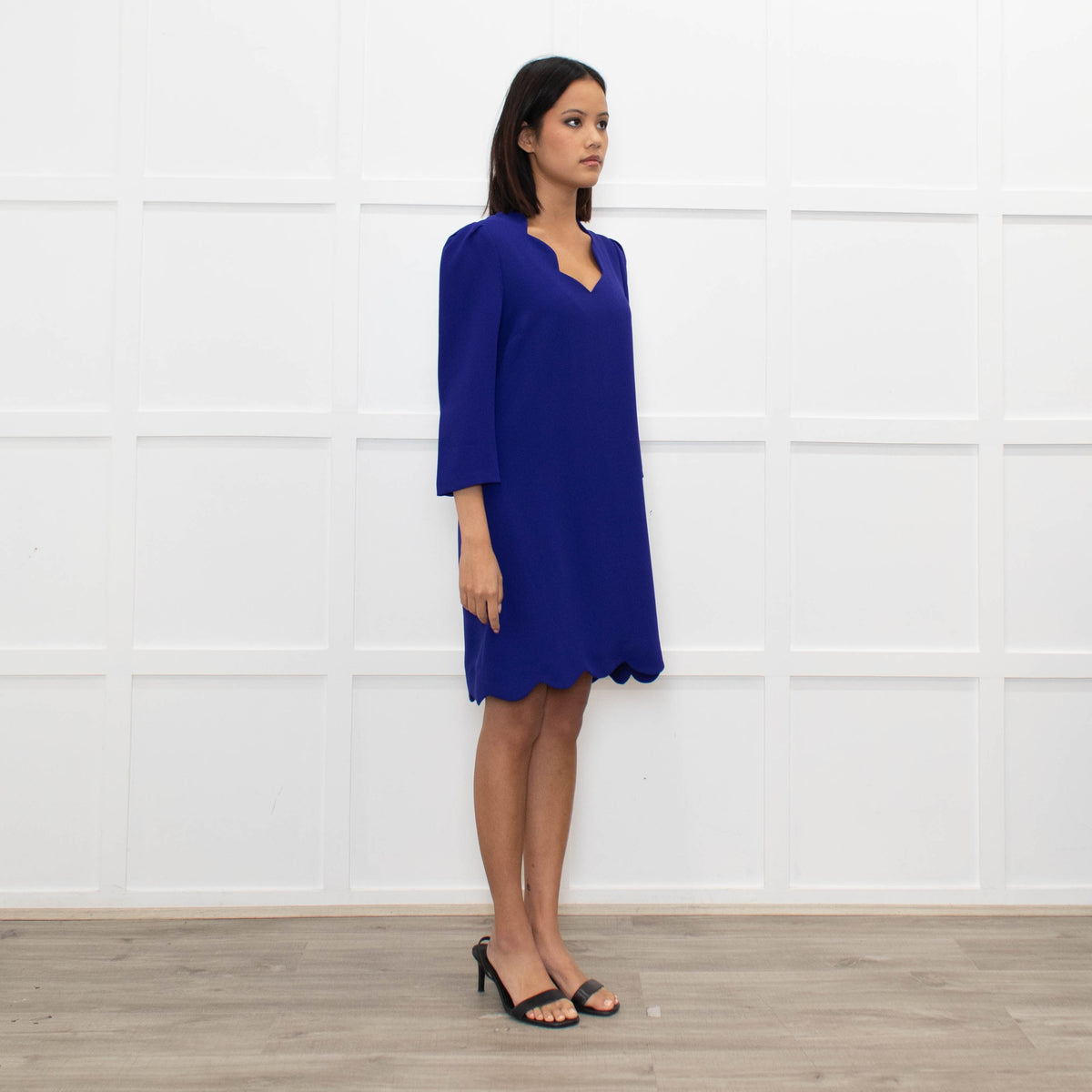 Claudie Pierlot Blue Shift Dress With 3/4 Sleeves