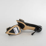 Nokwol Black Patent Pointed Toe Crystal Stilettos