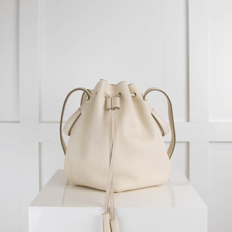 Tods White Leather Mini Bucket Bag