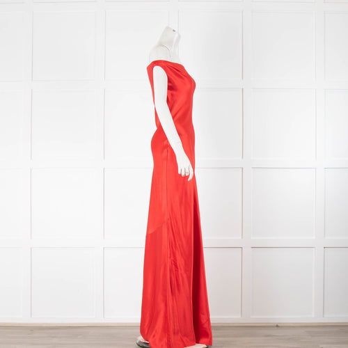 Staud Ashanti Red Rose Satin Long Dress