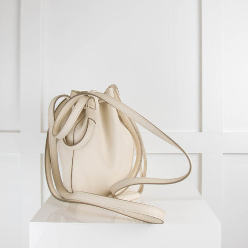 Tods White Leather Mini Bucket Bag
