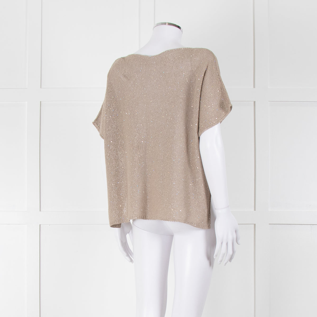 Le Tricot Perugia Beige Sparkle Short Sleeve Jumper