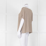 Le Tricot Perugia Beige Sparkle Short Sleeve Jumper