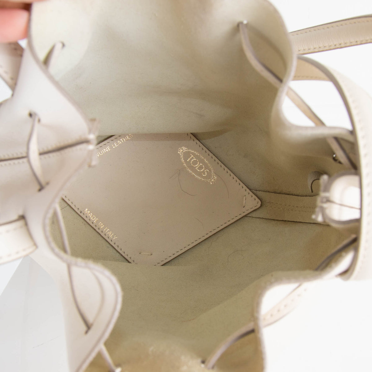 Tods White Leather Mini Bucket Bag