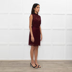 Sandro Burgundy Lace Backless Short Dress