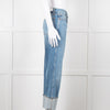 Re/Done Blue Denim Cuffed Boyfriend Jean