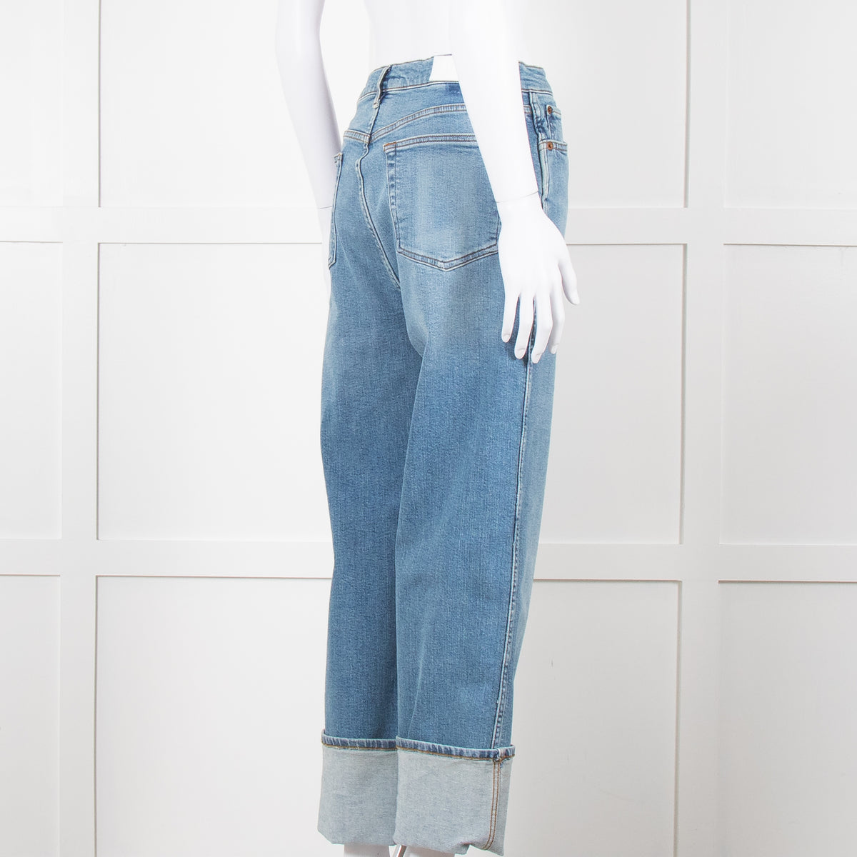 Re/Done Blue Denim Cuffed Boyfriend Jean
