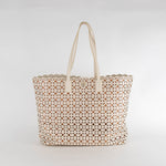 Tory Burch Cream Circle Laser Cut Tote Bag