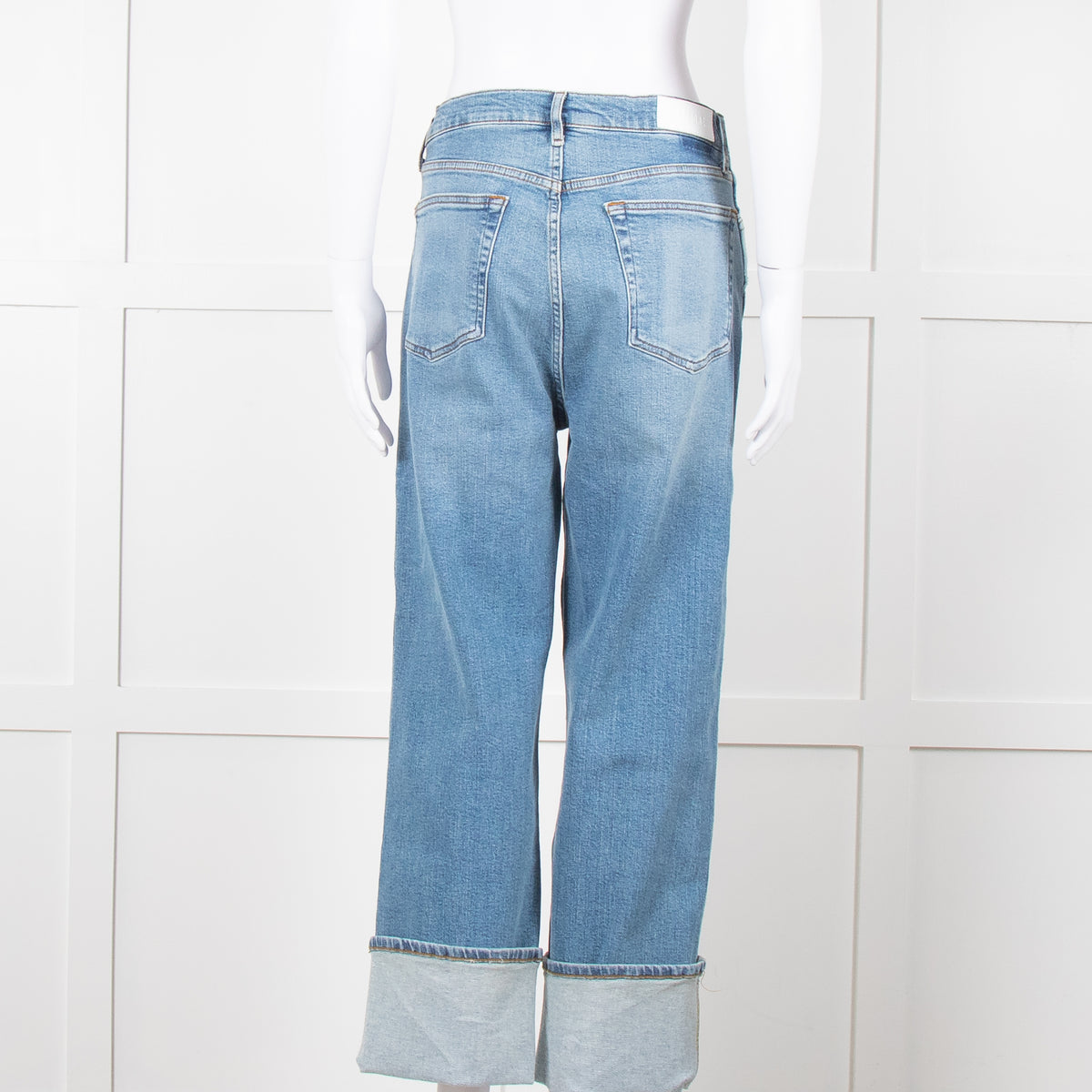Re/Done Blue Denim Cuffed Boyfriend Jean