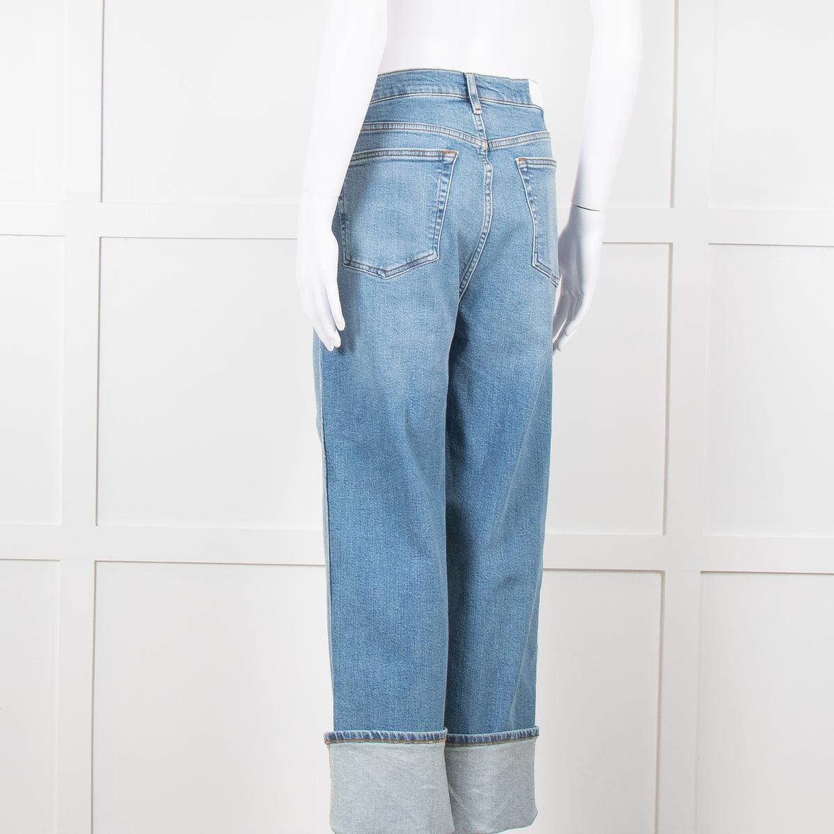 Re/Done Blue Denim Cuffed Boyfriend Jean