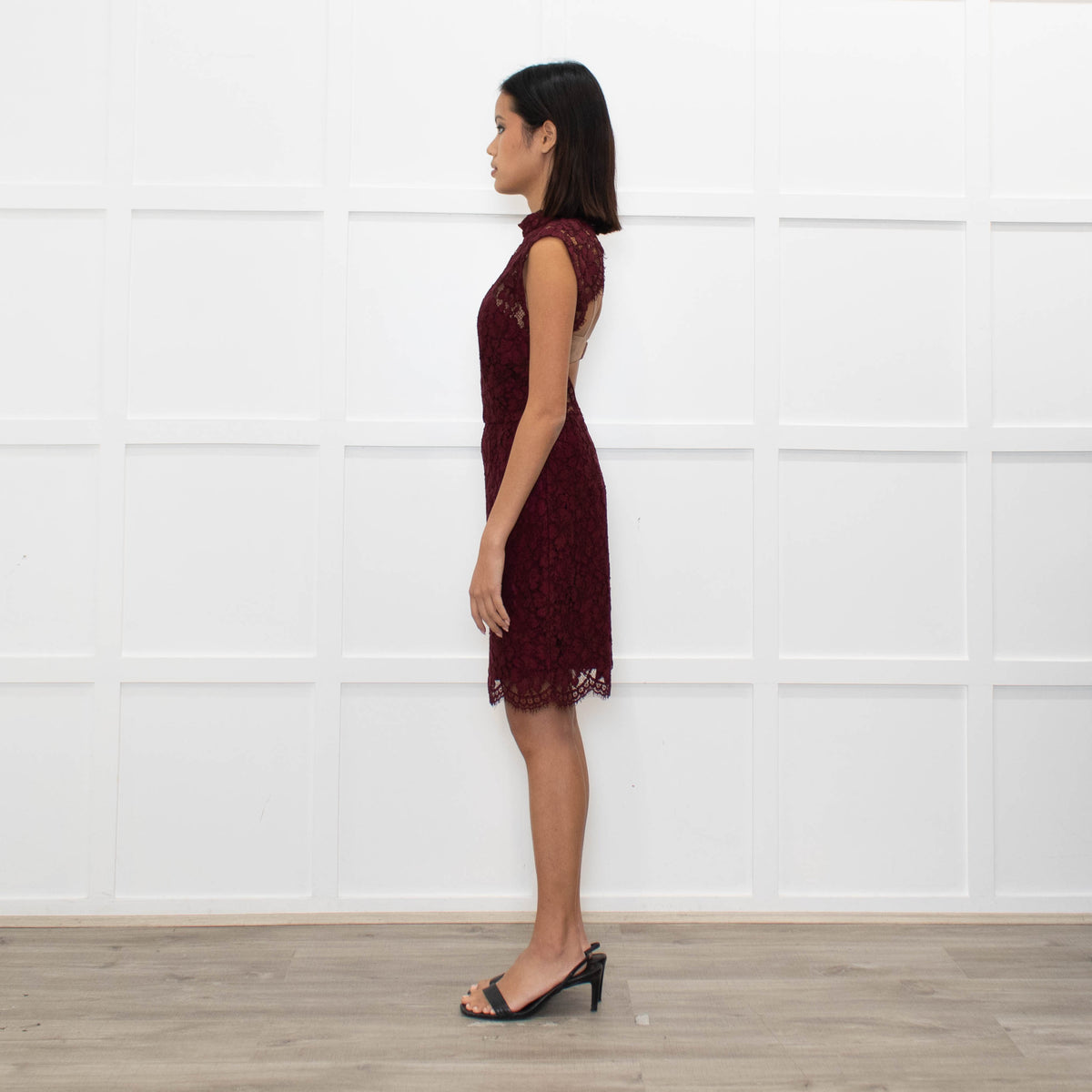 Sandro Burgundy Lace Backless Short Dress