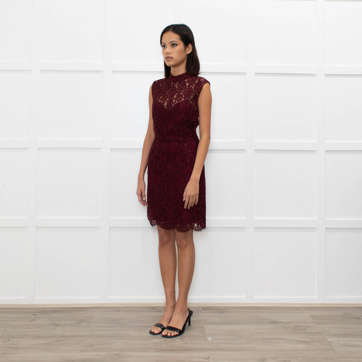 Sandro Burgundy Lace Backless Short Dress