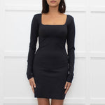 Skims Black Long Sleeve Short Dress