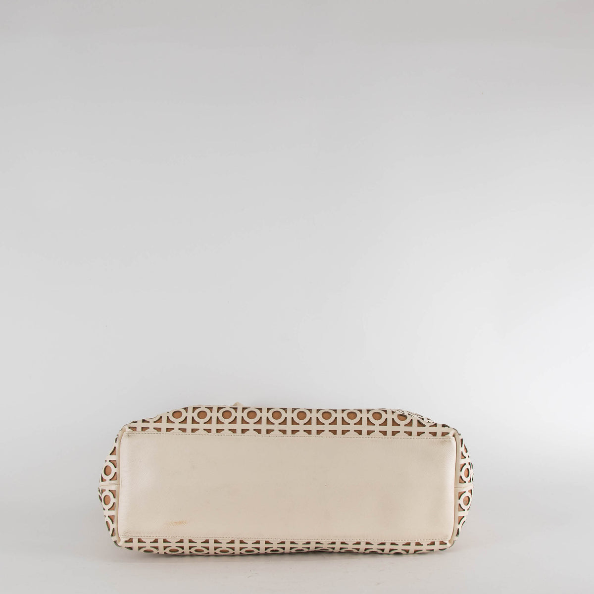 Tory Burch Cream Circle Laser Cut Tote Bag