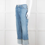 Re/Done Blue Denim Cuffed Boyfriend Jean