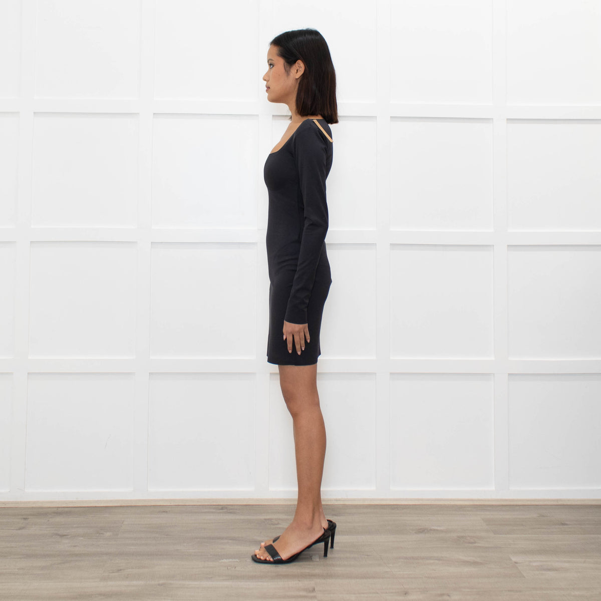 Skims Black Long Sleeve Short Dress