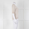 Max Mara Beige V Button Front Short Sleeve Fine Knit Top