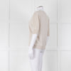 Max Mara Beige V Button Front Short Sleeve Fine Knit Top