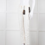Roberto Cavalli White Cotton Embroidered Jeans