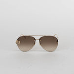Alexander McQueen Butterfly Jewelled Trim Gold Aviators