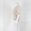 Max Mara Beige V Button Front Short Sleeve Fine Knit Top