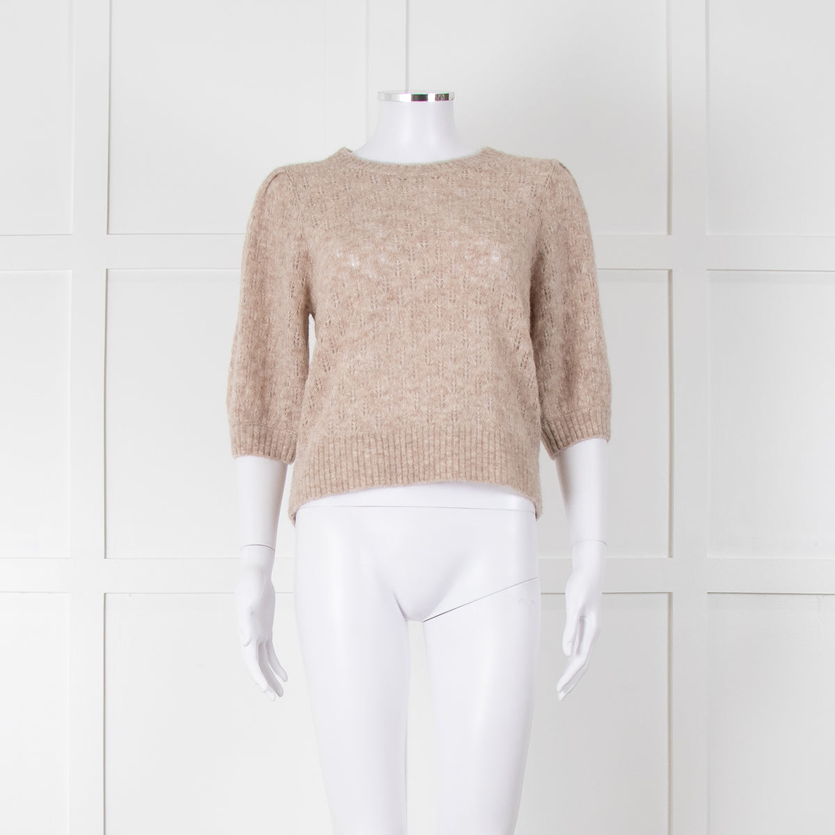 Cefinn Oatmeal Short Sleeve Alpaca Jumper