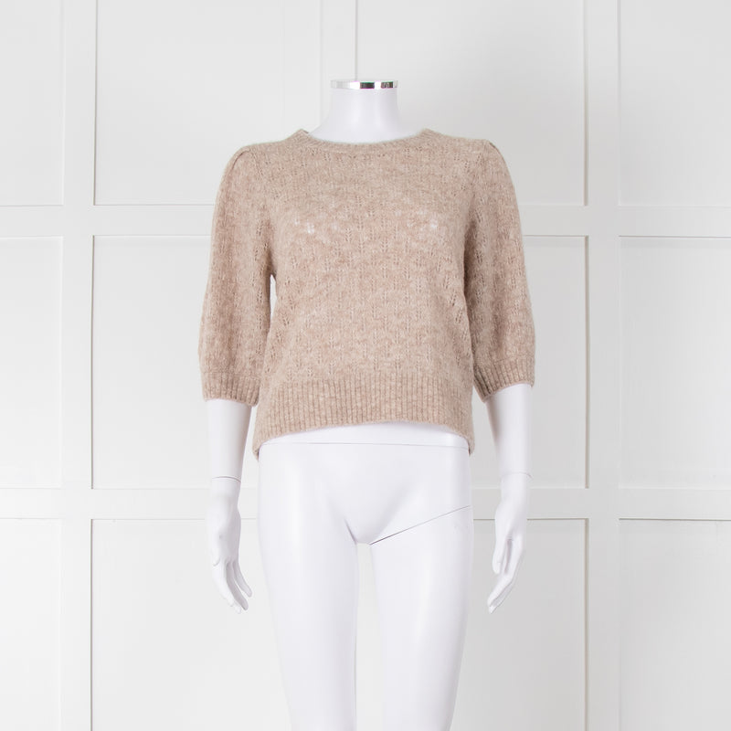 Cefinn Oatmeal Short Sleeve Alpaca Jumper