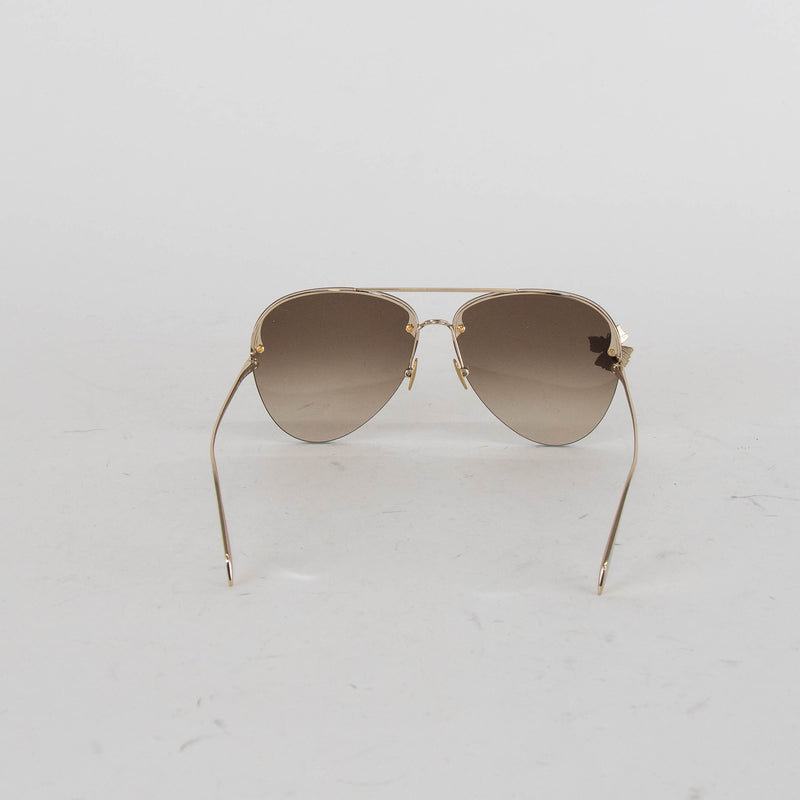 Alexander McQueen Butterfly Jewelled Trim Gold Aviators