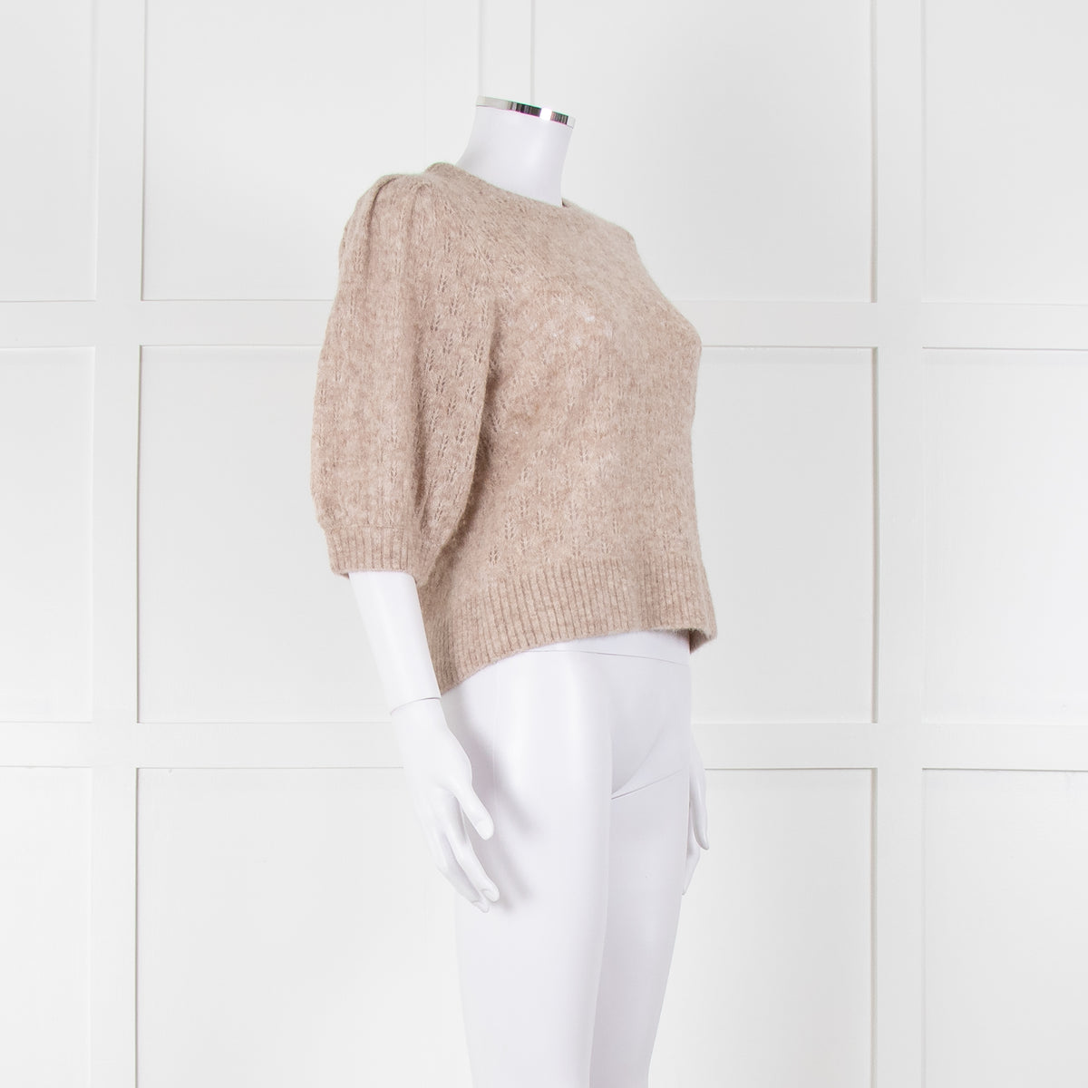 Cefinn Oatmeal Short Sleeve Alpaca Jumper