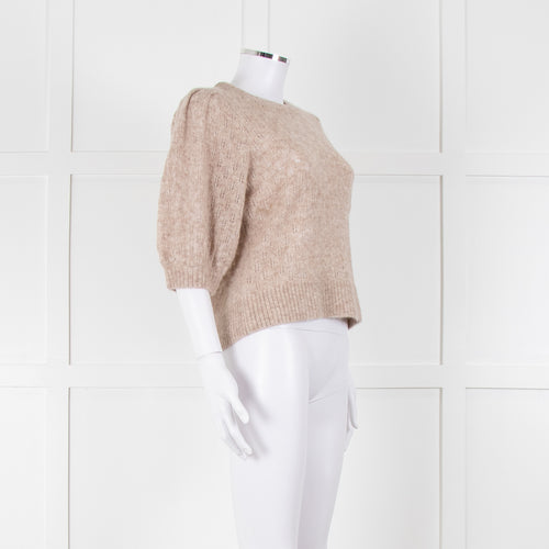 Cefinn Oatmeal Short Sleeve Alpaca Jumper