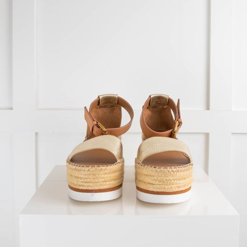 See by Chloe Gold Flatform Sandals